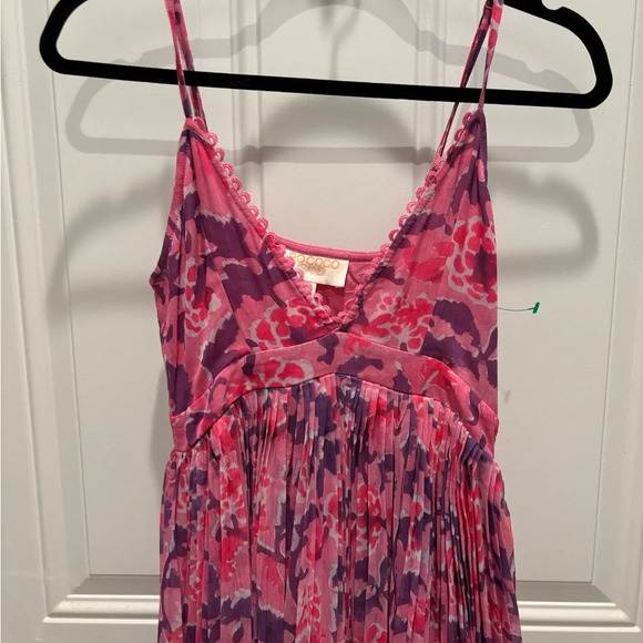 Rococo Sand Lei Floral Polychighone Pleated Maxi Dress in Bubblegum sz S $498 - Picture 5 of 7